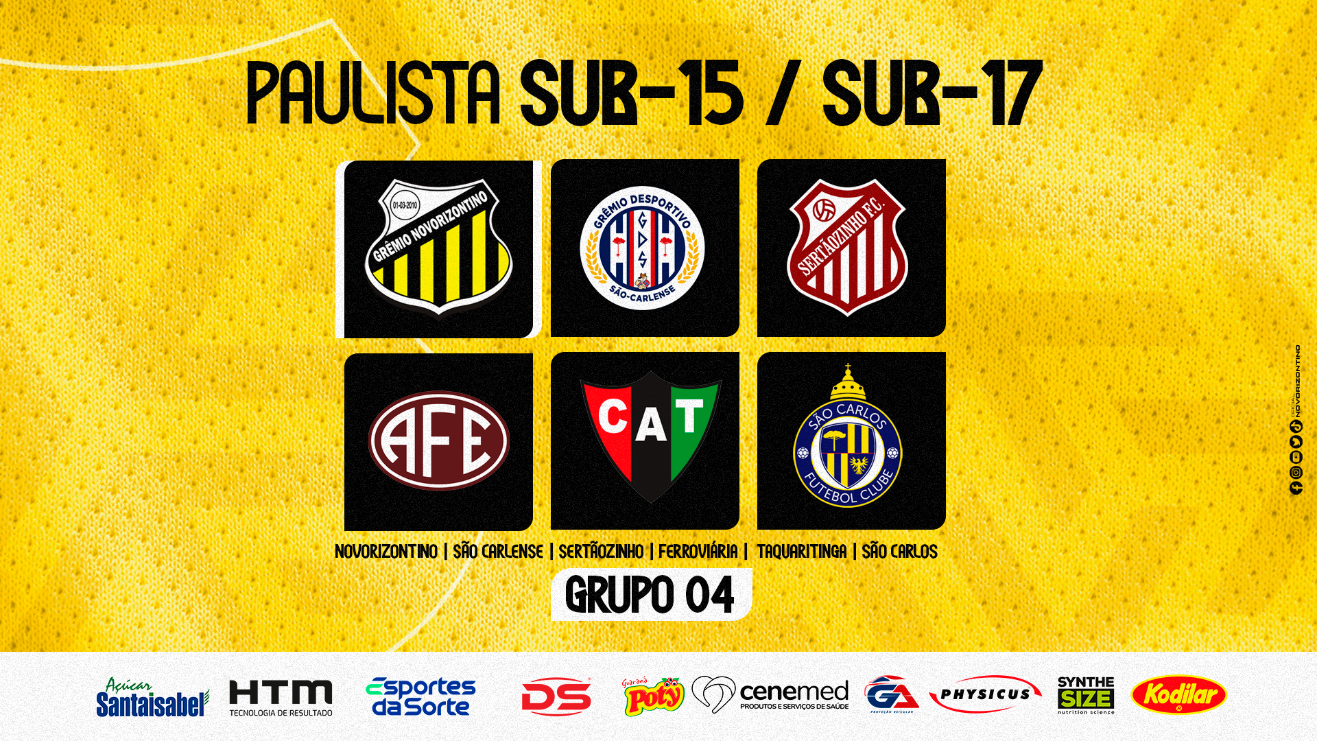 Sub-17 e Sub-15 conhecem tabela do Paulista